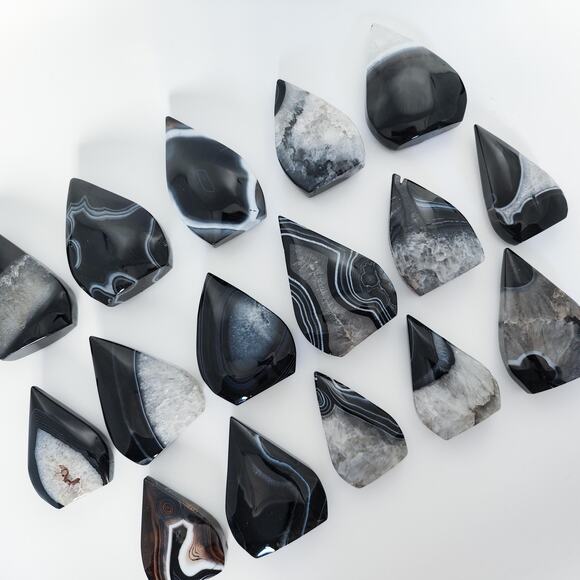 Black Agate Freeform Flame Crystal Black Onyx - Picture 1 of 10
